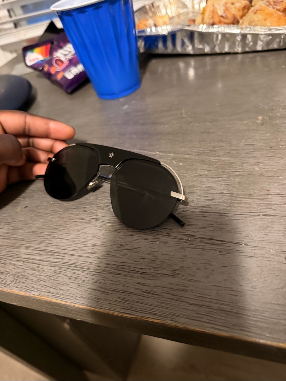 Christian Dior Star Aviator Sunglasses Black Shield Lens Vintage w/ Case - Picture 3 of 8